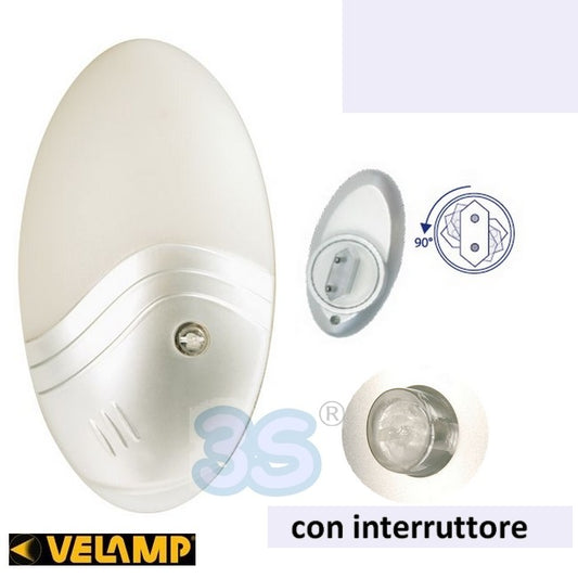 IL07LED Velamp  - punto luce o luce notte a led con interruttore