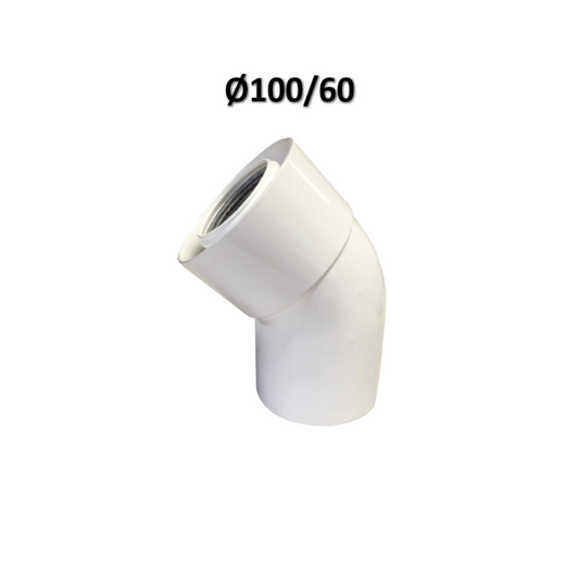 CURVA 45° COASSIALE ? 60/100 mm PVC/PPS BIANCO per caldaie a condensazione