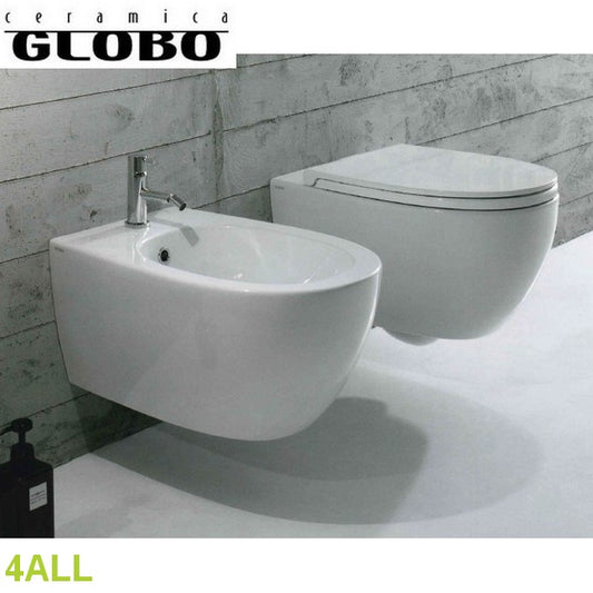 Coppia sanitari sospesi 4ALL - Ceramica Globo wc bidet sedile chiusura tradizionale