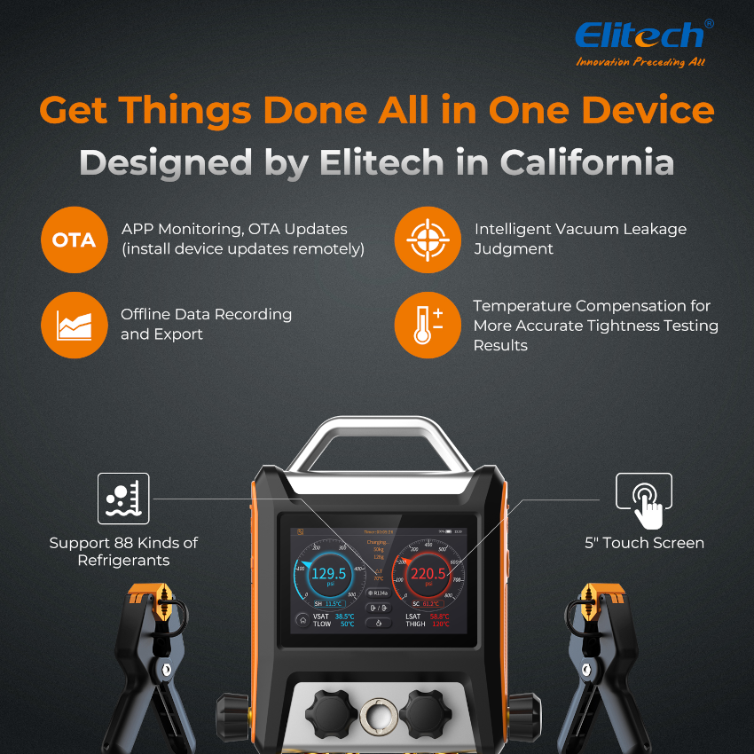 ELITECH Gruppo manometrico digitale a 4 vie per gas refrigerante MS-4000