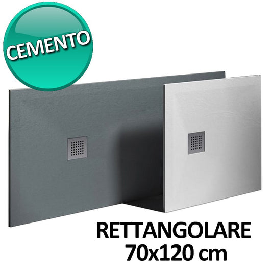 Piatto doccia 70x120 in resina e gelcoat effetto pietra - Colore Cemento