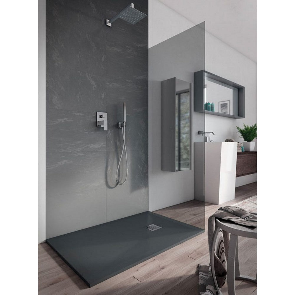 Piatto doccia 70x120 in resina e gelcoat effetto pietra - Colore Cemento