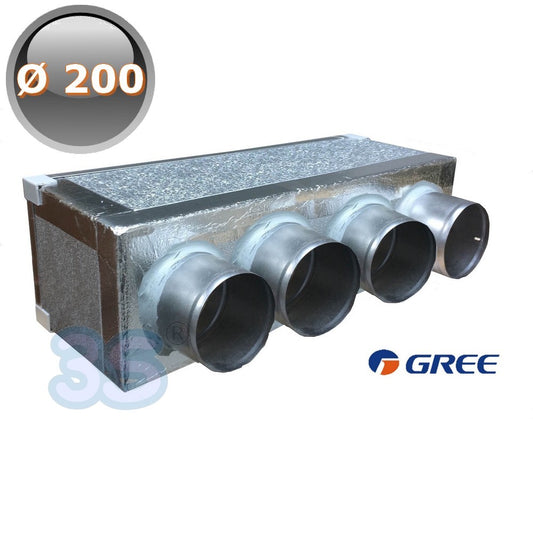 Plenum mandata macchina in PAL, 4 stacchi ? 200, per sistemi canalizzati GREE by ARGO