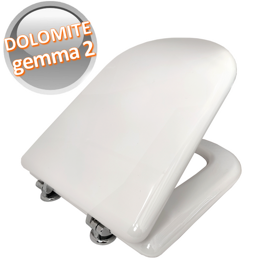 Sedile compatibile per wc GEMMA 2 DUE sospeso Dolomite bianco europeo con cerniere in acciaio