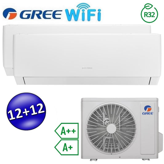 Climatizzatore inverter PULAR dual split Wi-Fi 12000 + 12000 Btu (U.E.18) GREE R32 classe A++/A+