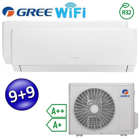 Climatizzatore inverter PULAR dual split Wi-Fi 9000 + 9000 Btu (U.E.14) GREE R32 classe A++/A+