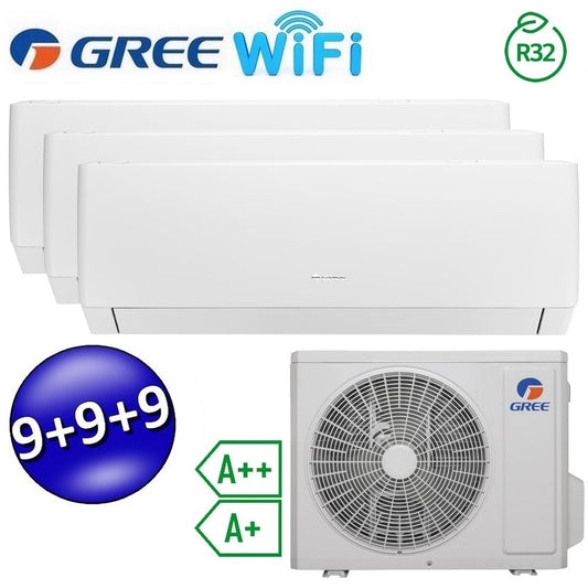 Climatizzatore inverter PULAR trial split Wi-Fi 9000 + 9000 + 9000 Btu GREE R32 classe A++/A+