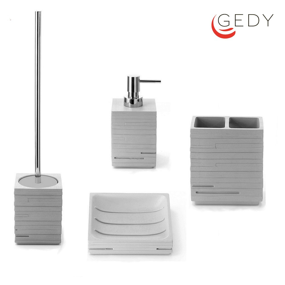 Set 4 accessori design Quadrotto Grigio GEDY