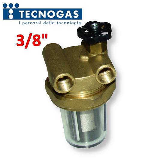 Filtro per gasolio  FF 3/8'' a 2 vie con rubinetto e valvola non ritorno