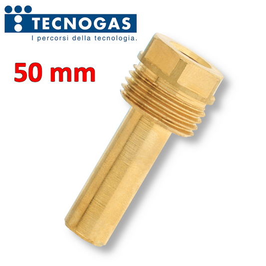 Pozzetto per termometro attacco M 1/2'' - lunghezza 50 mm - INAIL OTTONE