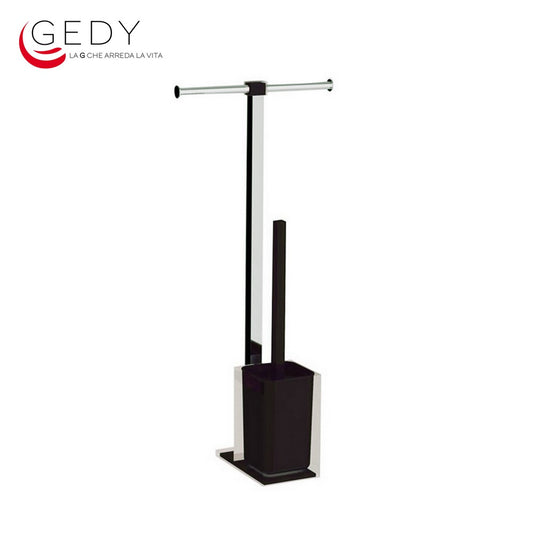 Colonna piantana portarotolo e scopino wc RAINBOW GEDY - cromo / nero