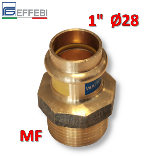 Raccordo in bronzo dritto Maschio 1'' x ? 28 mm - rame a pressare UNICO per acqua e gas
