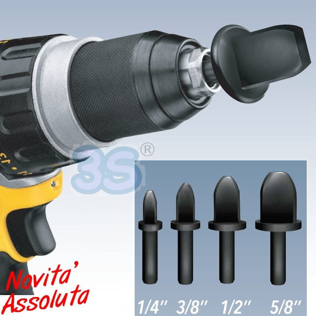 Set punte espansore bicchiere per tubi in rame per avvitatore o trapano - 4 diametri