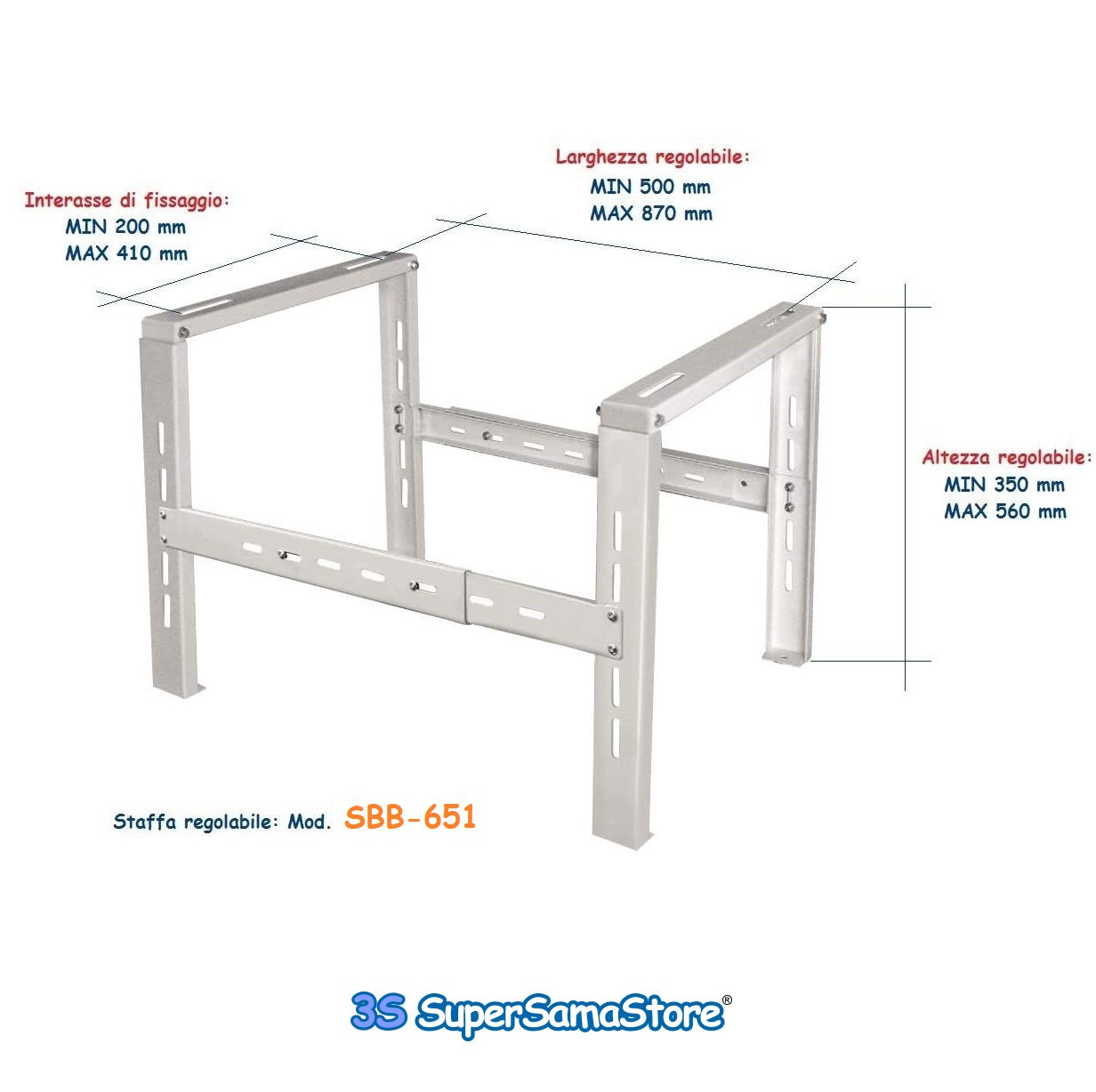 Staffa a Pavimento TELESCOPICA per Climatizzatori Supporto Estensibile
