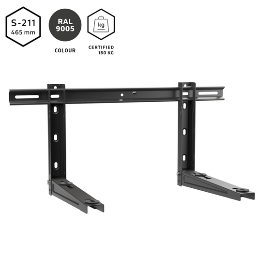 Staffa Clock universale NERA regolabile ad aggancio rapido - bracci 46,5 cm - portata 160 Kg