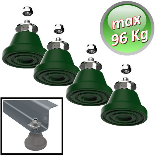 Antivibrante in megol a pavimento portata massima 96 Kg Colore Verde - 4 pezzi