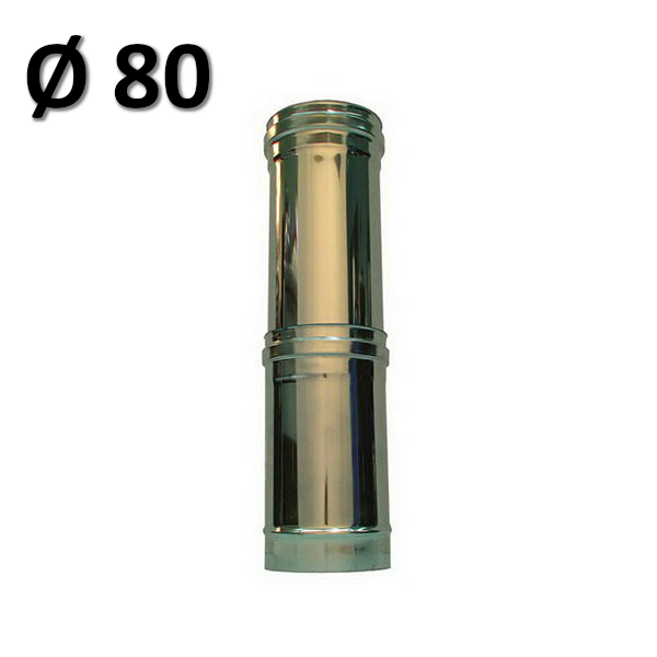 Elemento telescopico canna fumaria ? 80 tubo monoparete acciaio inox 316