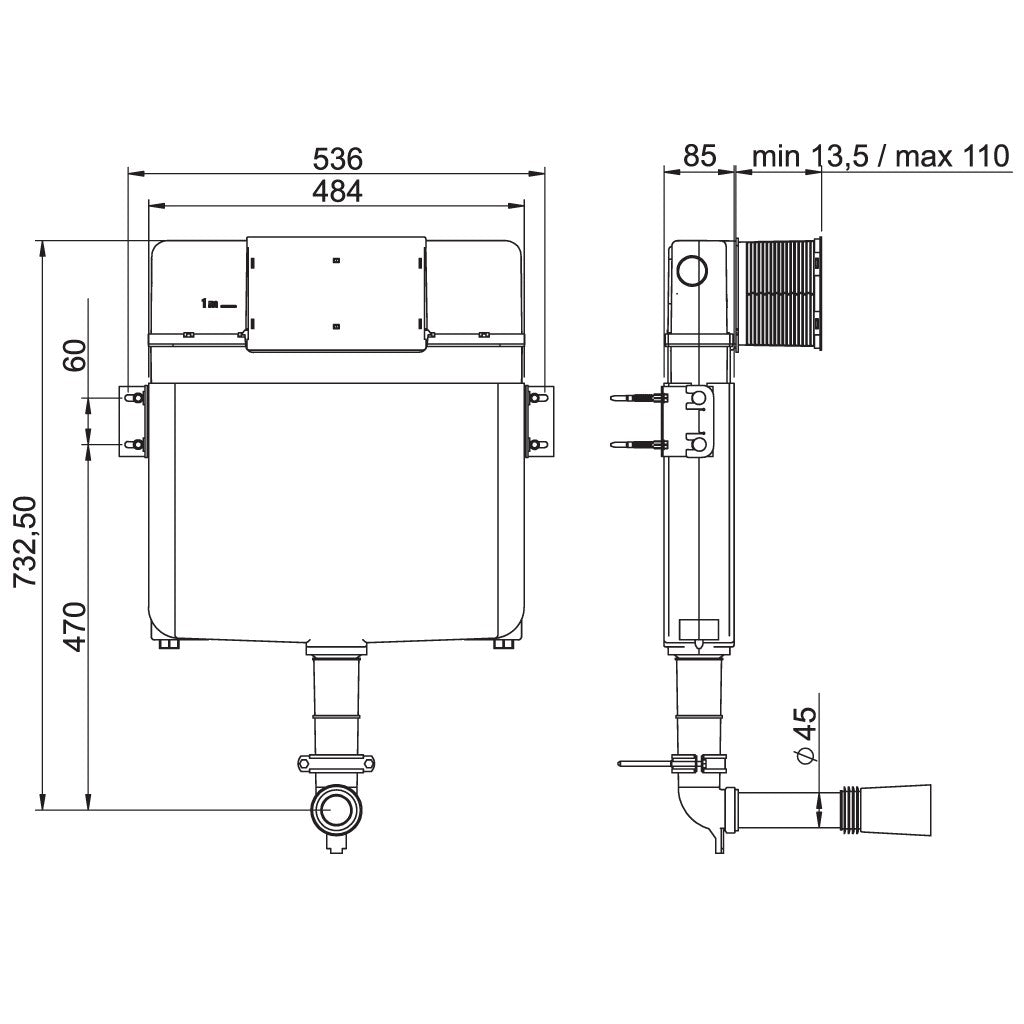 Cassetta da incasso per wc a pavimento - UP 199 SCHWAB