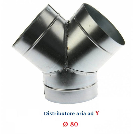Raccordo a Y diam.80 mm.Distributore per Aria Calda, Fredda e Ventilazione