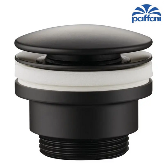 Scarico piletta 1''1/4 CLIC-CLAC nero opaco universale con VITE BLOCCO con troppo pieno