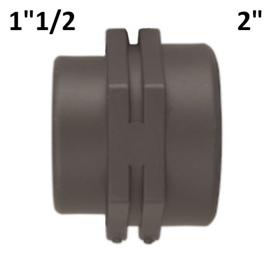 Manicotto giunto ridotto 2'' x 1''1/2 F-F in PP polipropilene con Oring di tenuta