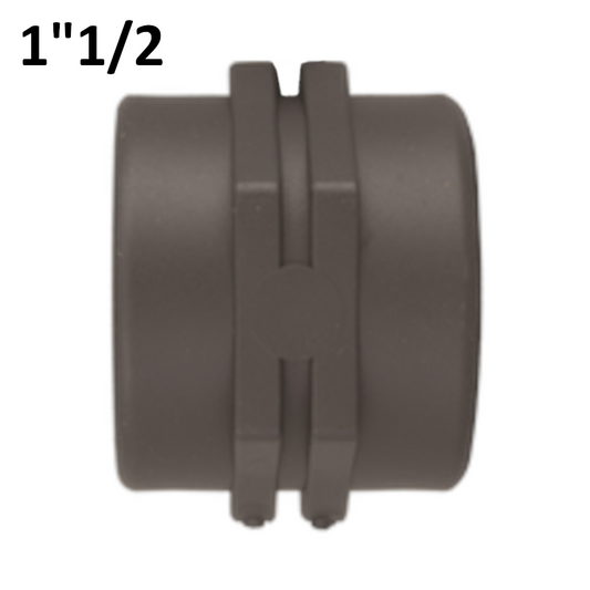 Manicotto giunto 1''1/2 F-F in PP polipropilene con Oring di tenuta.