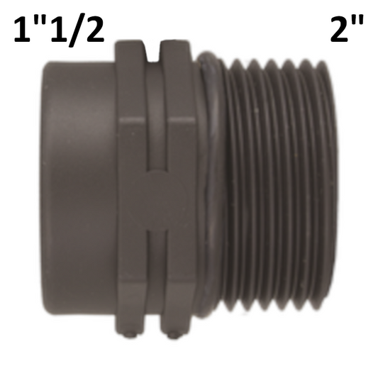 Manicotto giunto ridotto riduzione 2'' M x 1''1/2 F in PP polipropilene con Oring di tenuta