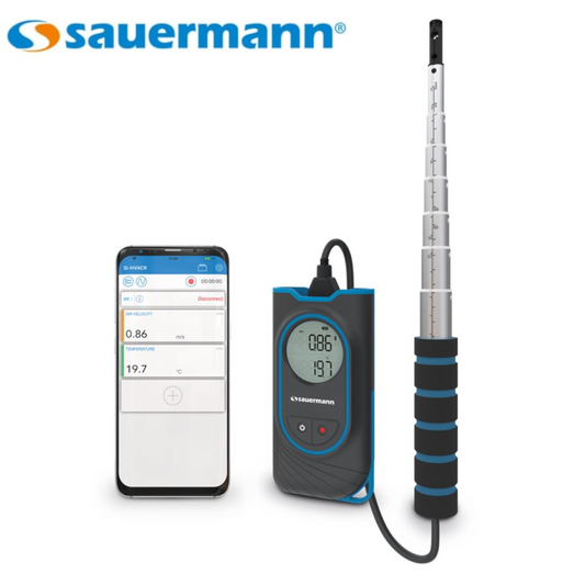 SAUERMANN SIVH3 - Termometro anemometro WIRELESS a filo caldo con sonda telescopica 80 cm - Temperatura -10 +60° C°