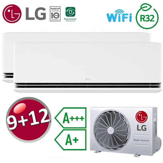 Climatizzatore 9000+12000 dual split LG Dualcool DELUXE WiFi Gold Fin A+++ / A+