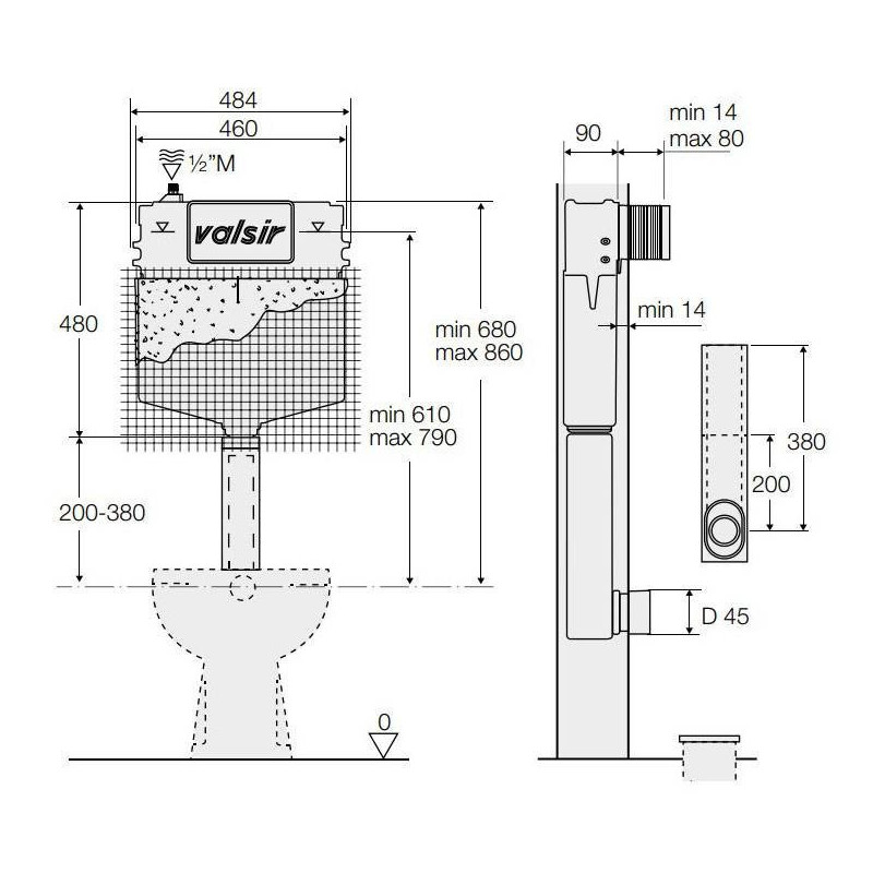 CASSETTA WC AD INCASSO TROPEA S MURARE VALSIR