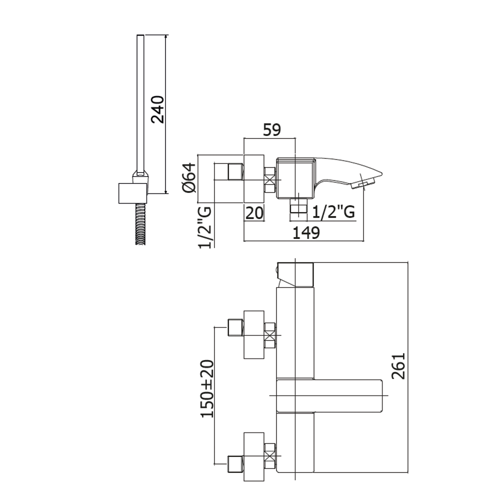 Miscelatore vasca esterno LEC026 CR LEVEL PAFFONI