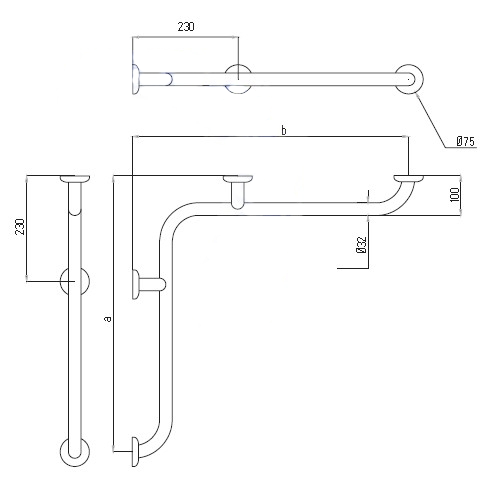 Maniglione Goman angolare di sicurezza 70x70 cm - antibatterico