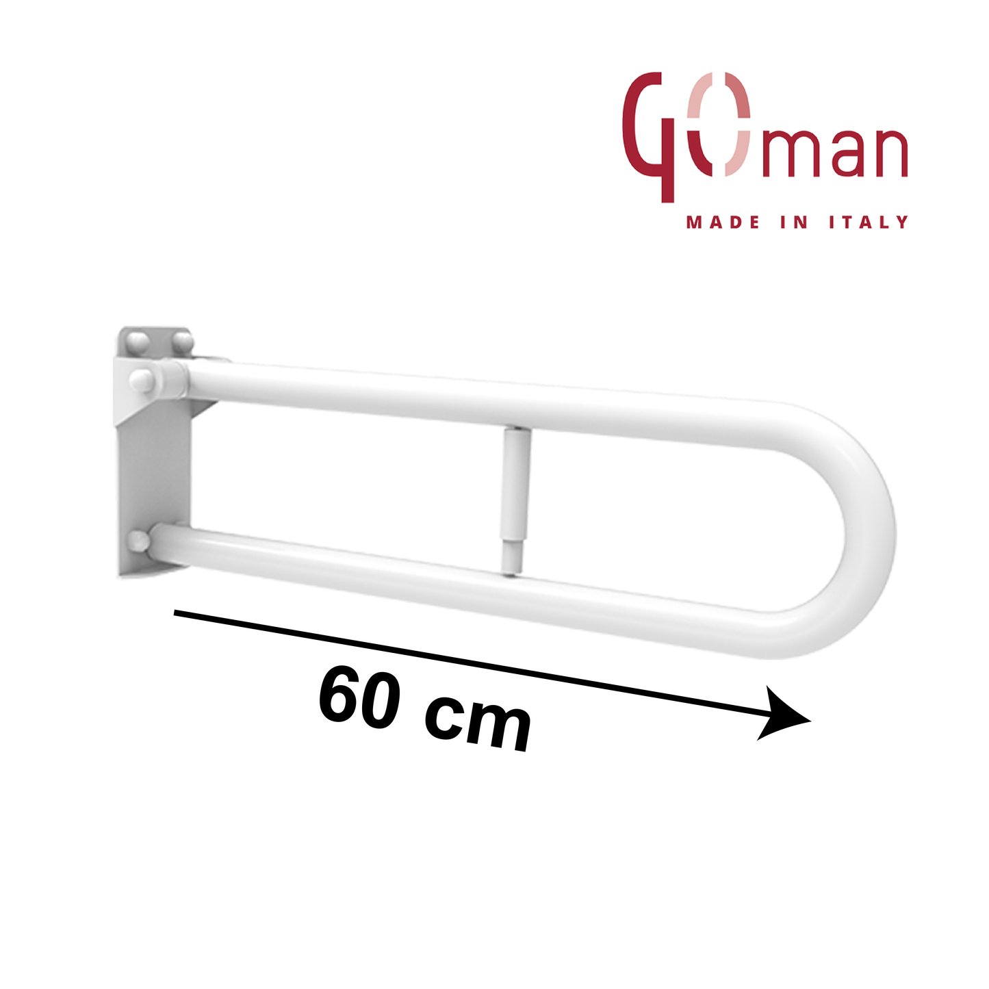 Maniglione Goman 60 cm barra ribaltabile con portarotolo - ausilio disabili