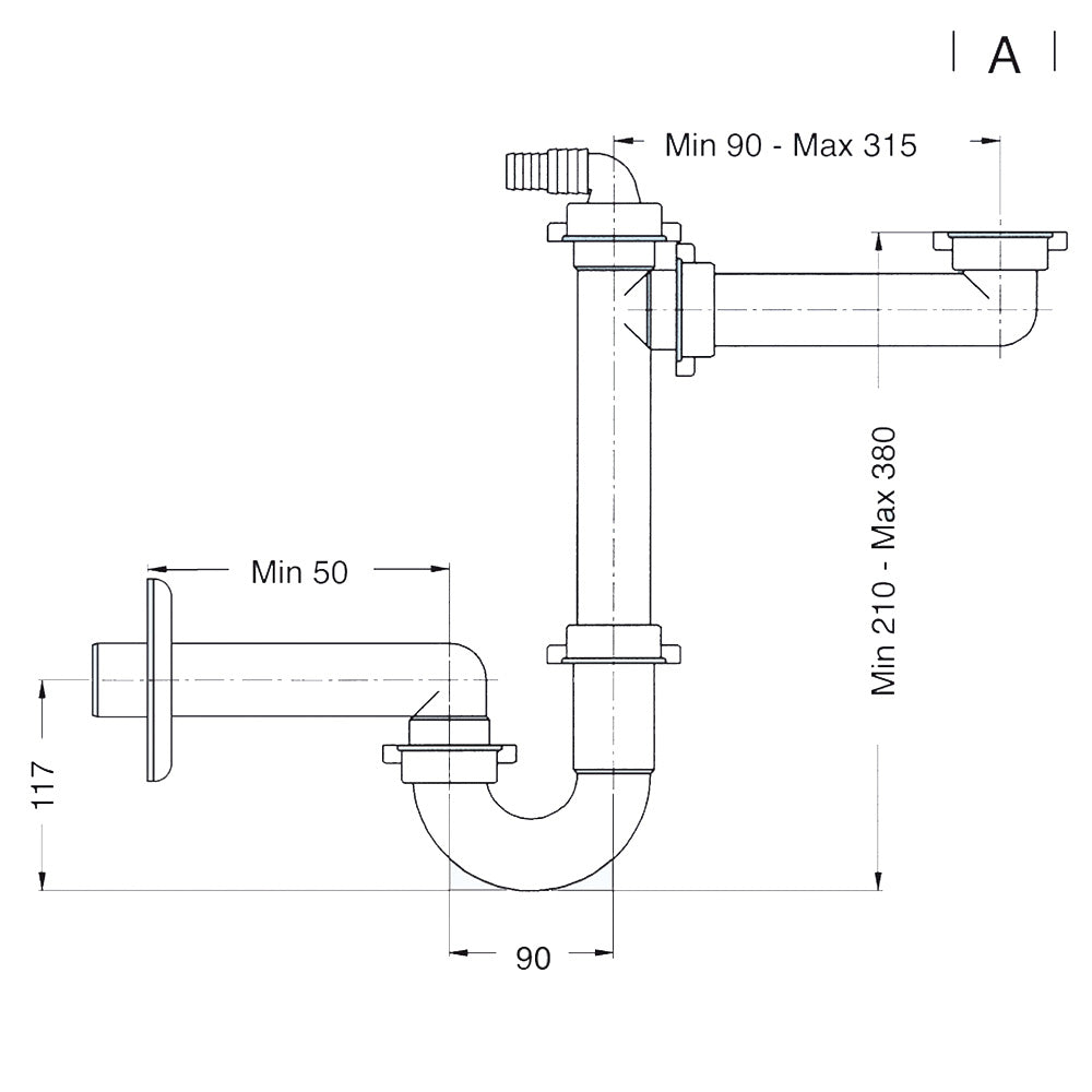 Sifone spazio 1 Lira per lavello cucina