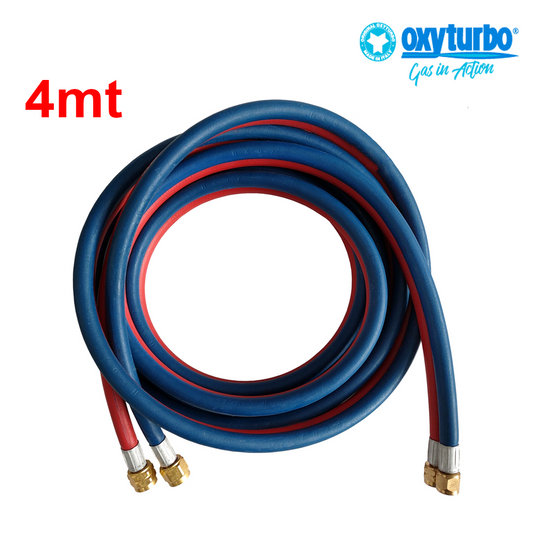 Tubo di gomma binato raccordato 1/4 - 3/8 da 4 mt