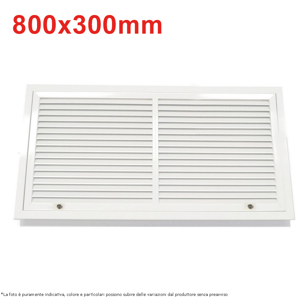 GRIGLIA DI RIPRESA IN ALLUMINIO BIANCO 800x300 mm CON FILTRO INCLUSO - APERTURA A POMELLI