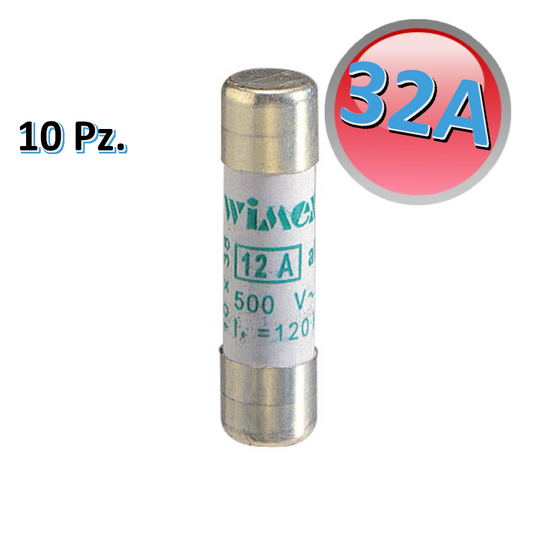 SET DI 10 CARTUCCE FUSIBILI 32 A 400 V SENZA INDICATORE CF 10 AM