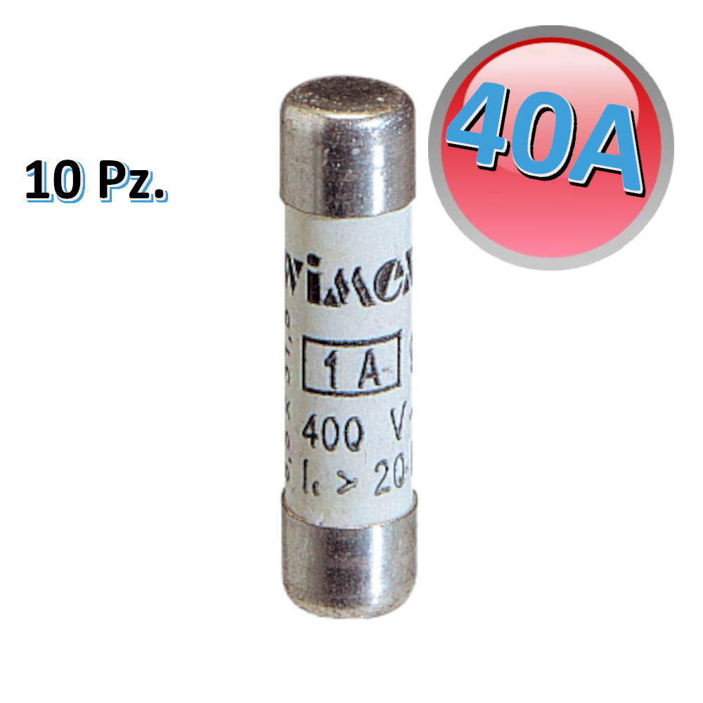 SET DI 10 CARTUCCE FUSIBILI 40 A 500 V SENZA INDICATORE CF 14 GG