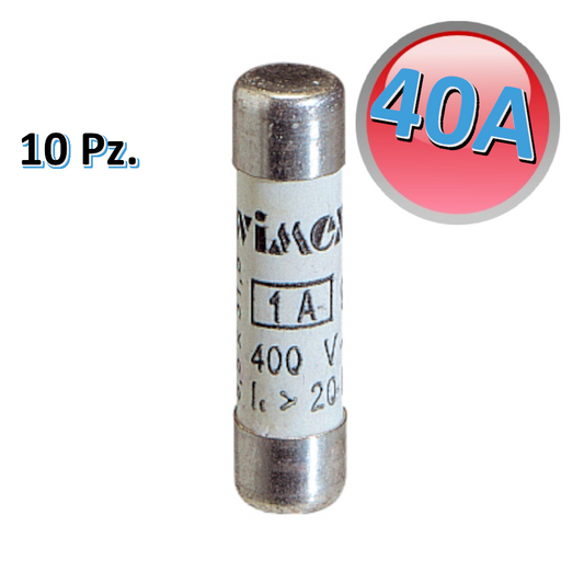 SET DI 10 CARTUCCE FUSIBILI 40 A 500 V SENZA INDICATORE CF 14 GG