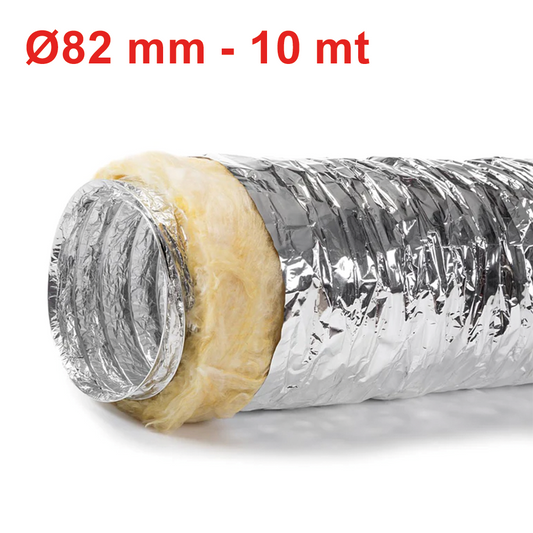 Condotto tubo flessibile in alluminio e poliestere con isolamento fonoassorbente, classe 1 - ? 82 mm rotolo 10 mt