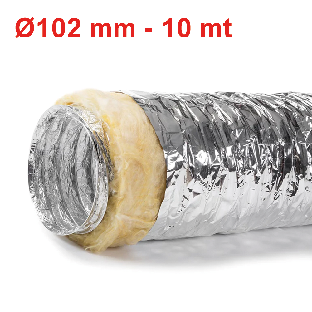 Condotto flessibile in alluminio e poliestere con isolamento fonoassorbente, classe 1 - ? 102 mm rotolo 10 mt