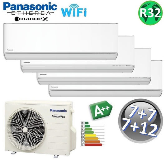 Climatizzatore quadri split ETHEREA R32 Panasonic 7+7+7+12 btu A++ WIFI NanoeX