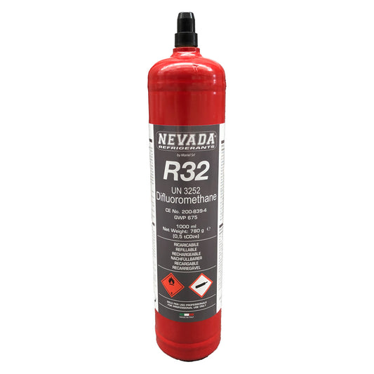 Bombola gas refrigerante R32 da 780 gr - ricaricabile in ferro