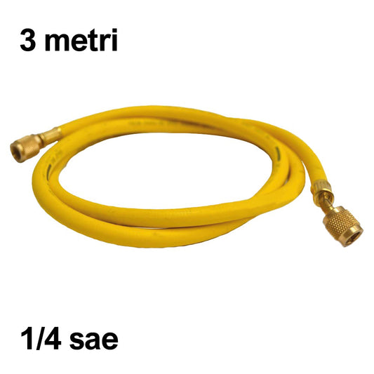 Tubo flessibile frusta per gas refrigerante - 1/4 sae 300 cm - Colore GIALLO