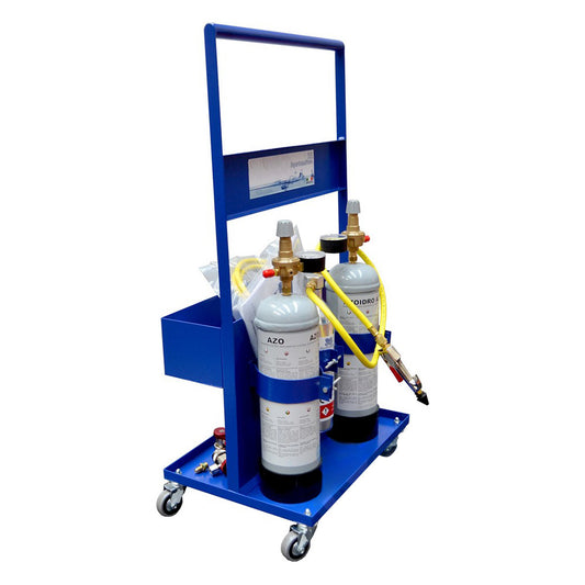 Carrello di servizio per il lavaggio e la ricerca delle fughe gas refrigerante con azoidrogeno