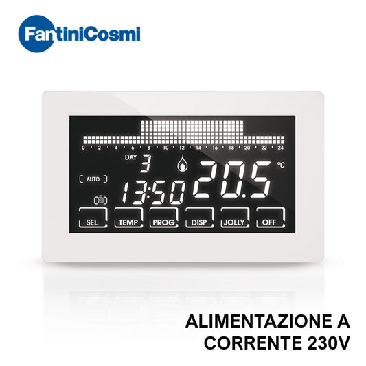 CH193B Cronotermostato ultrapiatto touch-screen con programmazione settimanale a 230V Fantini Cosmi