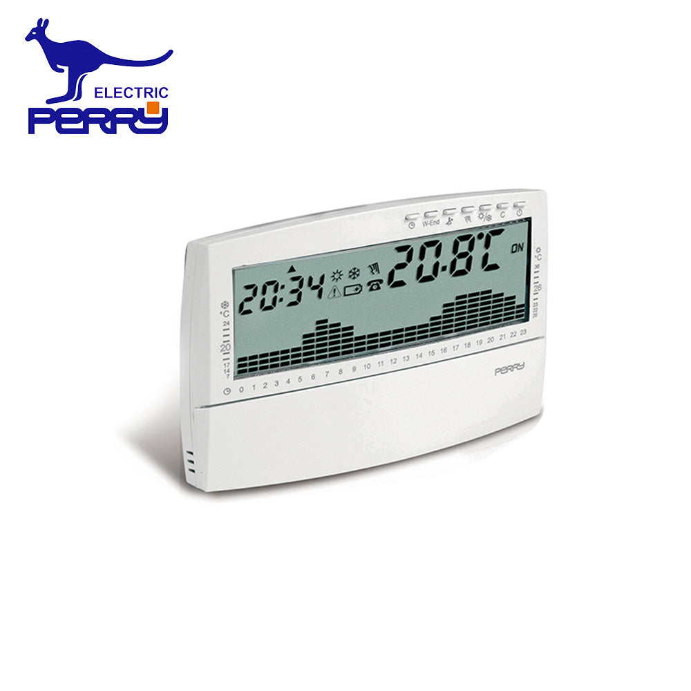 Perry 1CRCR018BS - Cronotermostato settimanale digitale da parete serie UP & DOWN bianco