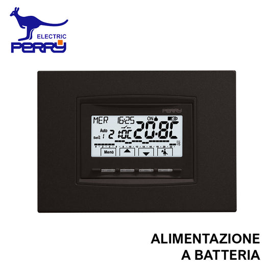 Perry 1CRCDS28 - Cronotermostato digitale 3V a batteria da incasso serie NEXT