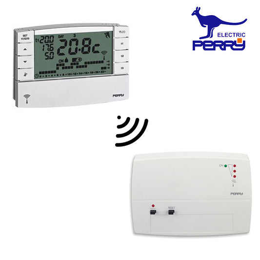Perry 1TXCRTX05RX01 - Cronotermostato senza fili wireless con ricevitore onde radio