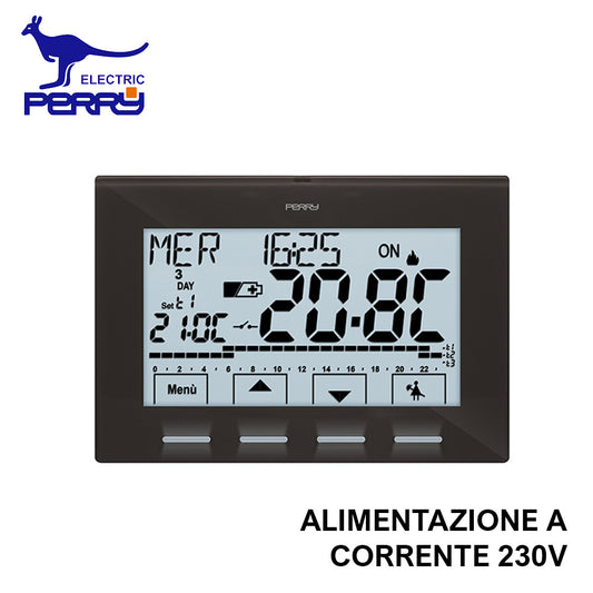 Perry 1CRCR029A - Cronotermostato digitale a parete serie NEXT a corrente 230V color antracite